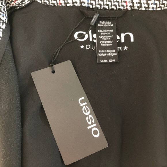 Sigrid Olsen New Fusion Plaid 2 Button Notch Collar Coat Blk White Red Sz 12 NWT - Picture 13 of 15